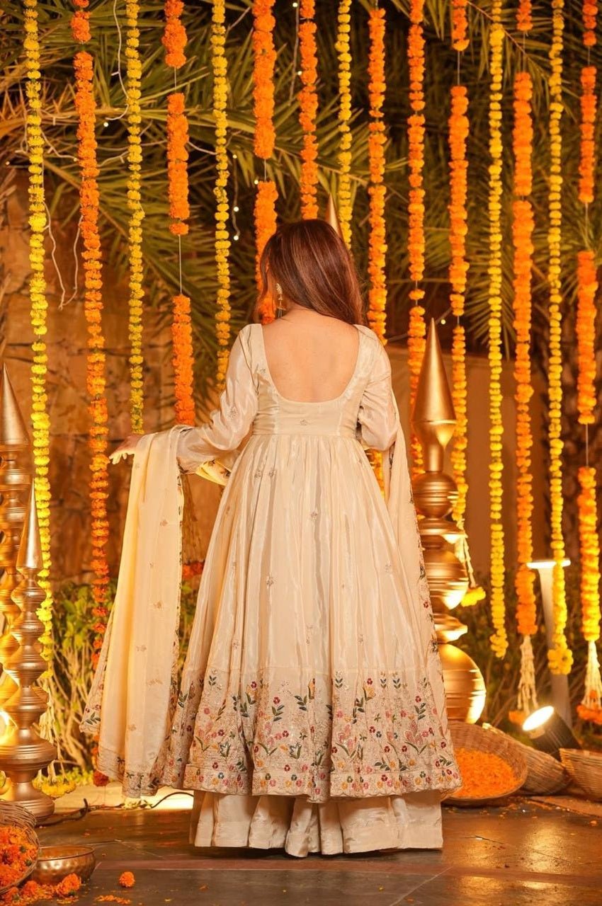 Off-White Wedding Special Palazzo Suit Set