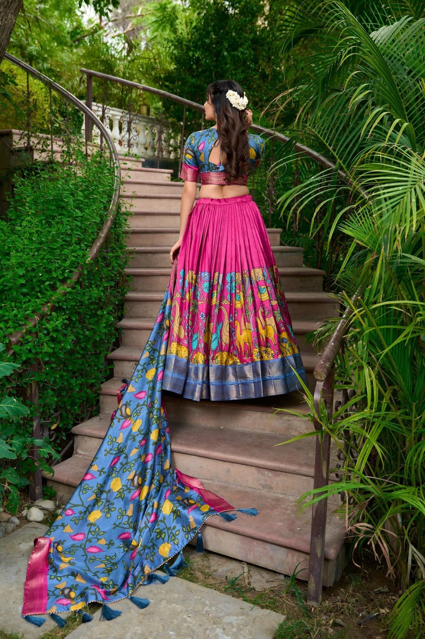 Captivating Pink Kalamkari Ensemble South Indian Elegance