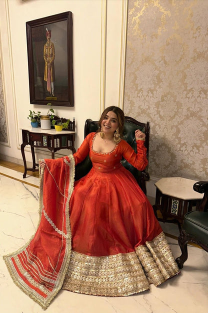 Rust Orange Gotta Work Anarkali Suit Set