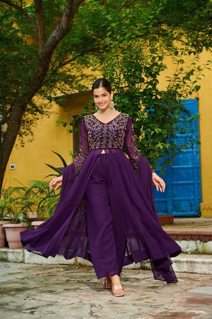 WINE COLOR DESIGNER KURTI PANT SET
