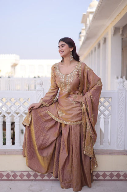 Pastel Chocolate Fendi Crush Sharara Set