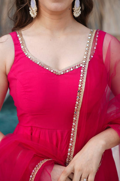 Pink Gorgeous Anarkali Suit Set