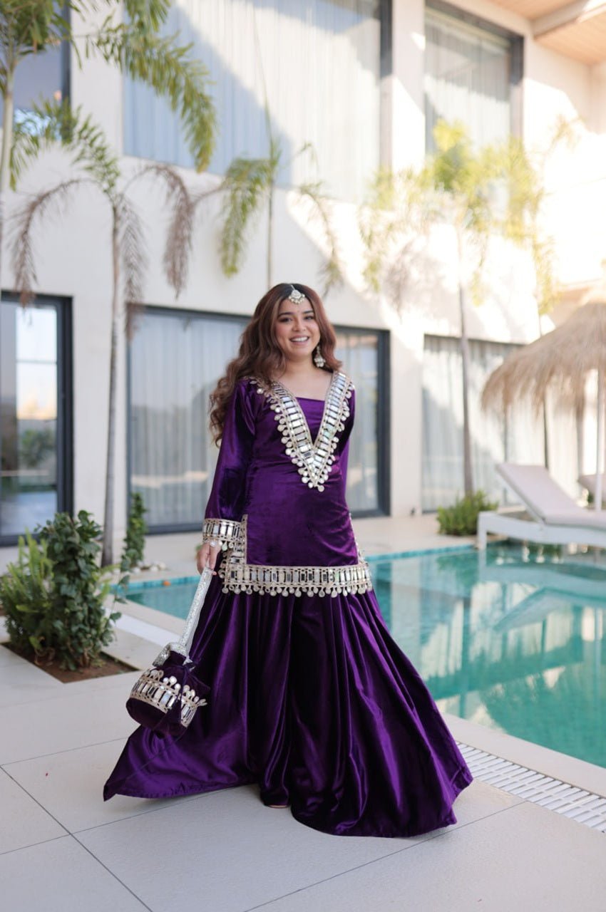 Royal Purple Ice Velvet Suit Set