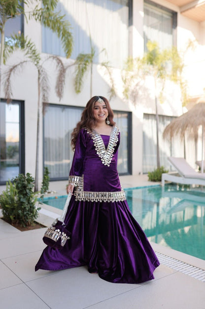 Royal Purple Ice Velvet Suit Set