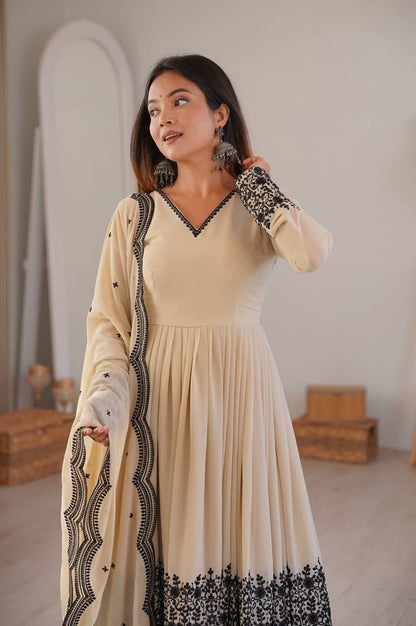 Neutral Vanilla Color Palazzo Suit