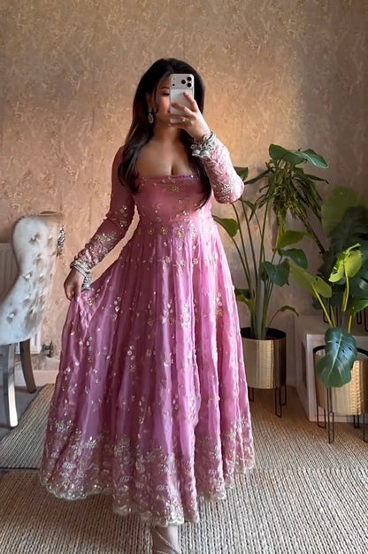 Carnival Pink Heavy Anarkali Suit Set