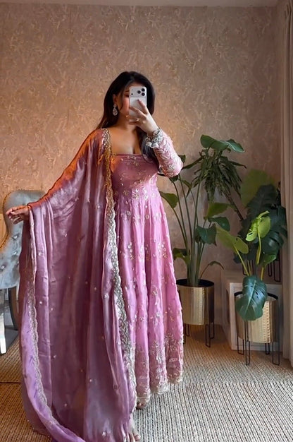 Carnival Pink Heavy Anarkali Suit Set