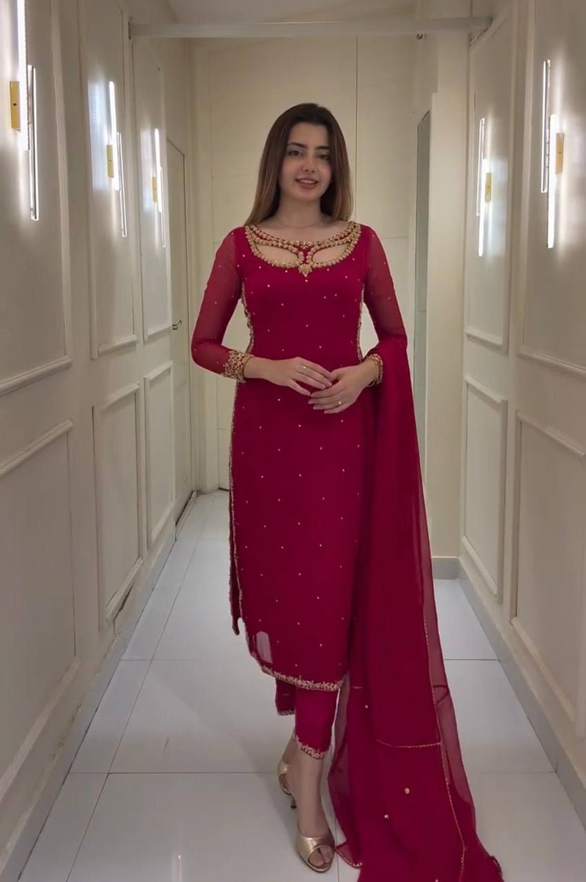 Maroon Designer Suit Set