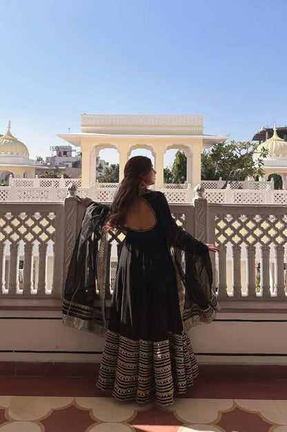 Black Noor Anarkali Gown Suit Set