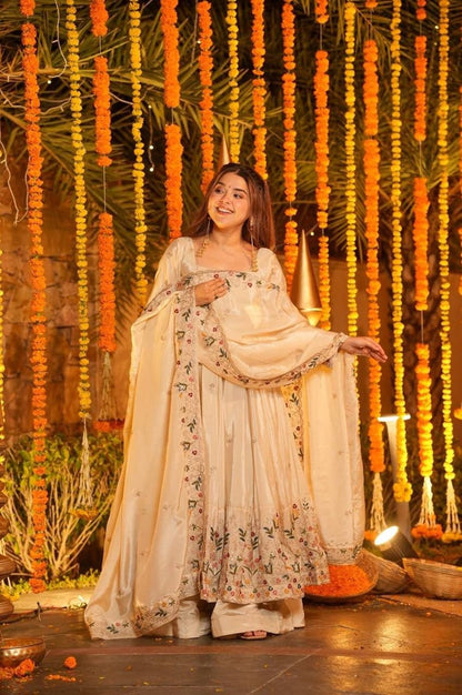 Off-White Wedding Special Palazzo Suit Set