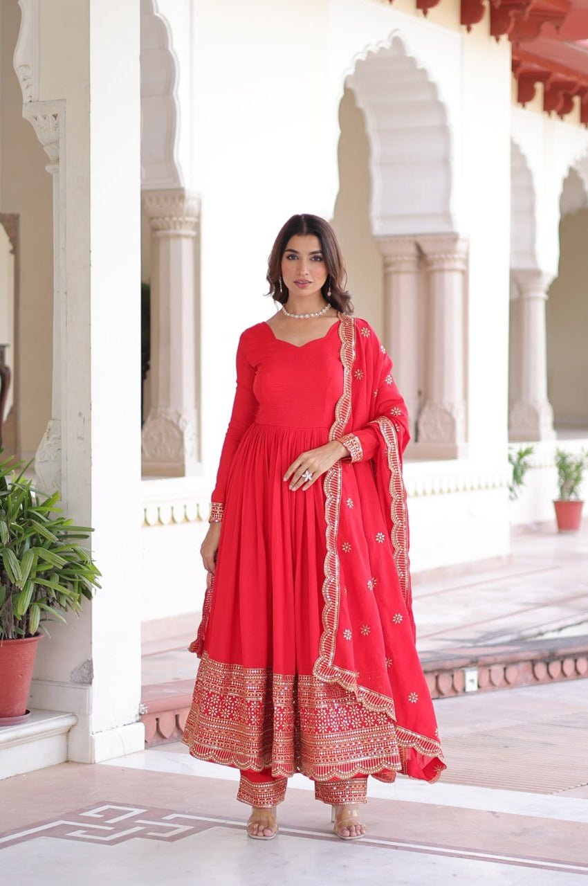 Wedding Special Red Anarkali Gown Set