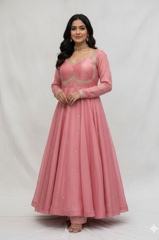 Candy Pink Anarkali Suit Set